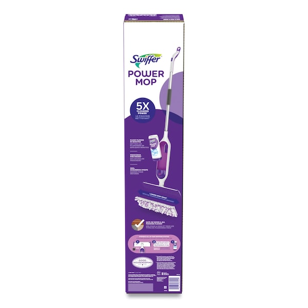 PowerMop Starter Kit, 15.4 x 5.3 White/Purple Cloth Head, 26 in. Silver Aluminum Handle